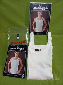 LOTTO DI 2 CANOTTIERE CAGI 100% COTONE BIANCO.