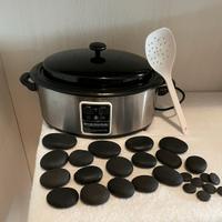 Pentola  hot stone con pietre per massaggio
