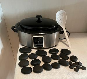 Pentola  hot stone con pietre per massaggio