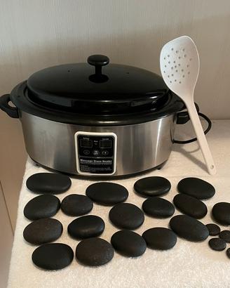 Pentola  hot stone con pietre per massaggio