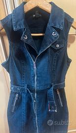 Mini abito senza maniche in denim