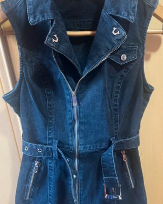 Mini abito senza maniche in denim