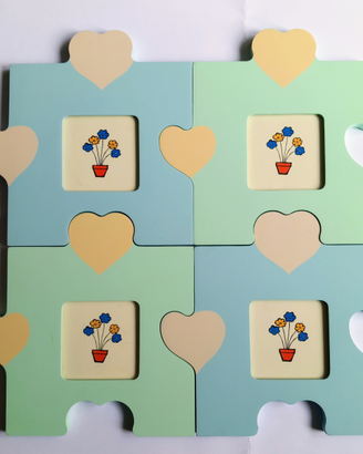 Portafoto puzzle celeste verdino