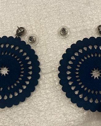 Orecchini Swarovski in pelle blu