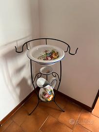 Lavamani antico con set in ceramica