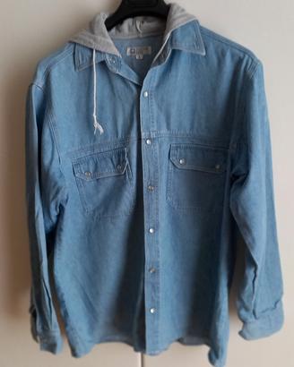 camicia in denim con cappuccio