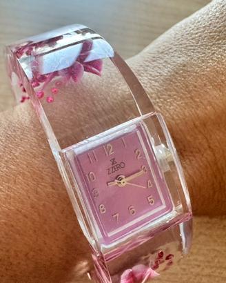 Orologio  Zzero donna, resina con  fiori pressati