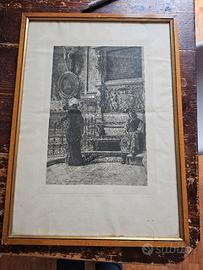  incisione originale all'acquaforte datata 1881, o