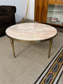 Tavolino salotto marmo e ottone