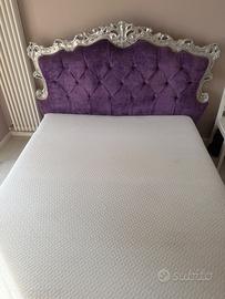 letto matrimoniale stile barocco  in velluto viola