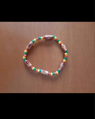 Bracciale donna con perline in legno colorate