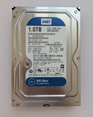 Hard Disk WD Blue 1TB 3.5" sata 7200rpm wd10ezex