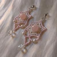 Orecchini Pietre dure naturali quarzo rosa pendent