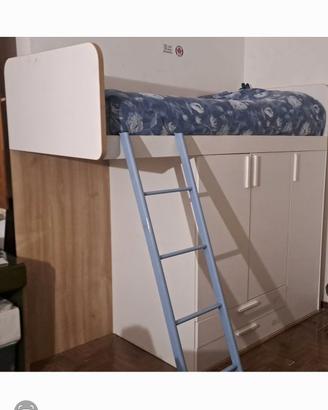 Letto singolo soppalcato