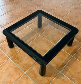 Tavolino nero lucido da salotto 79x79cm in vetro
