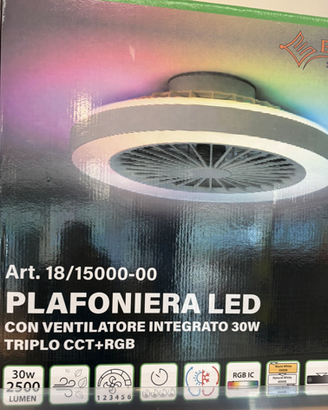 Plafoniera a led + ventilatore multifunzione nuova