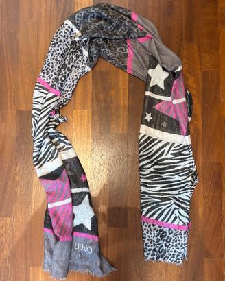 Sciarpa Liu Jo animalier stelle fucsia con lurex