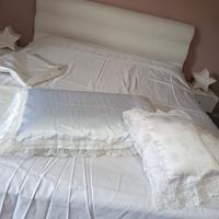Parure completo letto matrimoniale in raso e pizzo