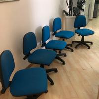 5 Sedie da Ufficio in Tessuto Blu - Ottime