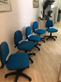 5 Sedie da Ufficio in Tessuto Blu - Ottime