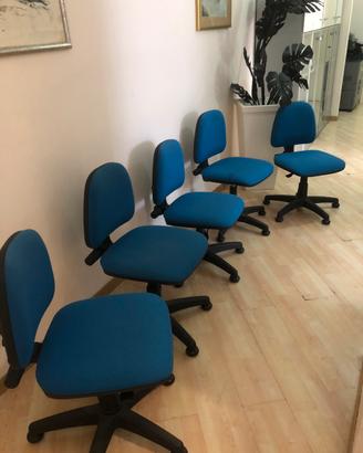 5 Sedie da Ufficio in Tessuto Blu - Ottime