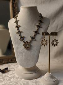 Collana Orecchini Gotico Nero retrò inizi 900style