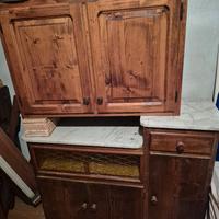 Mobile lavandino, ripiano gas e stoviglie in abete