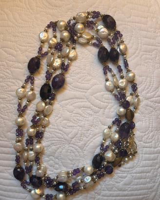 Collana in perle, ametiste