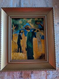 quadro donna in giacca verde