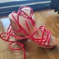 sandali artigianali legno e pelle 38 