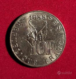 10 franchi francese centenario Garros 1988