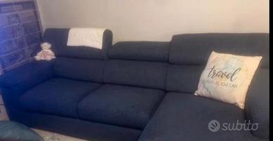 DIVANO LETTO  IN TESSUTO BLU