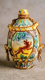 vaso d' epoca in ceramica Faenza dipinto a mano 