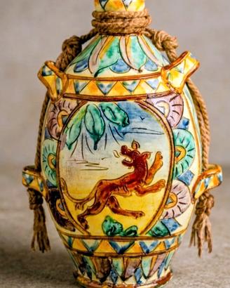 vaso d' epoca in ceramica Faenza dipinto a mano 