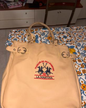 Borsa la martina beige/panna grande e capiente
