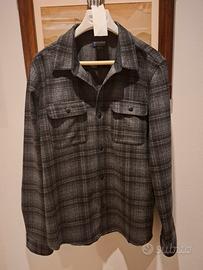 giacca camicia grigia e nera quadri Woolrich tg m