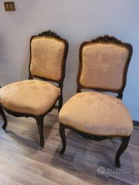 SEDIE FRANCESI IN NOCE DECORI BASSORILIEVO