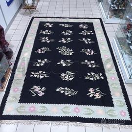 TAPPETO RETT 260 X 170 NERO BDO VERDE FRANGE