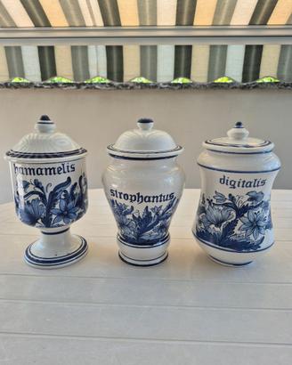 3 vasi ceramica stile vecchia farmacia