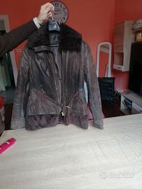 giaccone in vera pelle marrone 