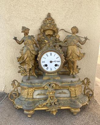 Orologio da Caminetto Antico in Bronzo Dorato