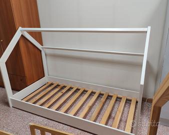 Lettino a casetta Montessori bianco