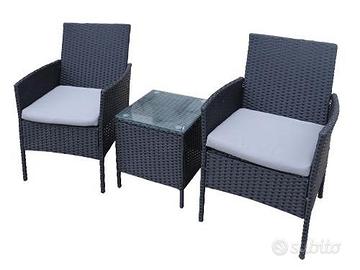 Set tavolo + 2 poltrone rattan Nuovo