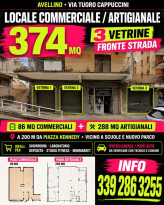 Locale commerciale/artigianale 374mq con 3 vetrine