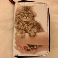 Portafoglio portachiavi gatto prima pelle