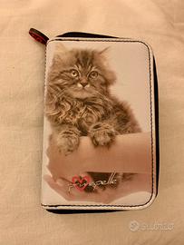 Portafoglio portachiavi gatto prima pelle