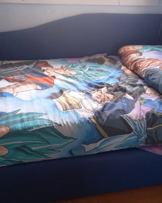 letto una piazza  blu in ecopelle con contenitore