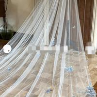 Velo da sposa di alta moda francese, ricamo flore