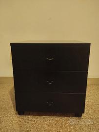 Cassettiera ufficio con ruote 3 cassetti in legno