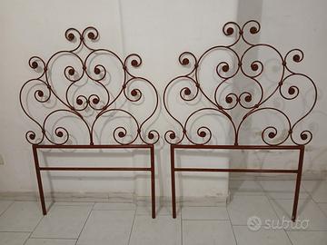 SPALLIERE, COPPIA LETTO IN FERRO BATTUTO -ANTICO.